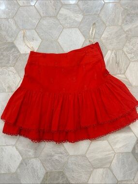 Farm Rio Red Tiered Ruffle Mini Skirt - Women